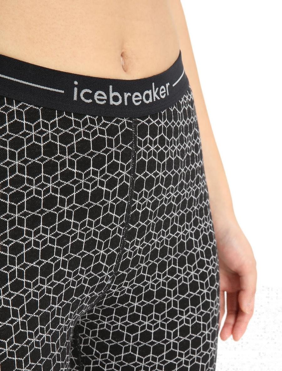 Black / Snow Women's Icebreaker Merino 250 Vertex Alpine Geo Leggings | USA 1531LISH